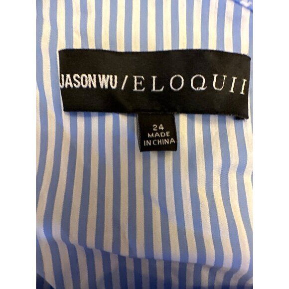 Jason Wu/Eloquii Blue & White Striped Off-The-Shoulder Blouse Size 24 - Picture 2 of 4
